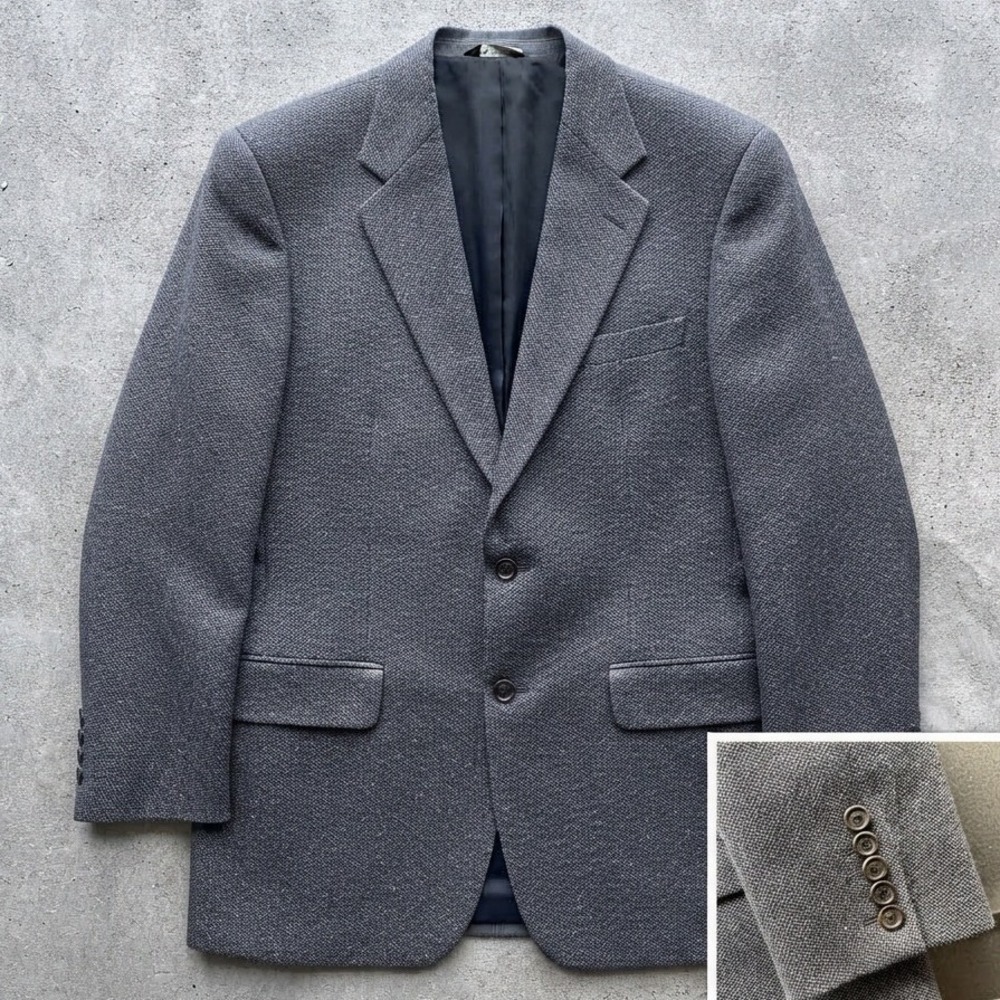 Chiavari Wool Cashmere Sport Coat Blazer 46 Gray tweed Made In Italy single vent